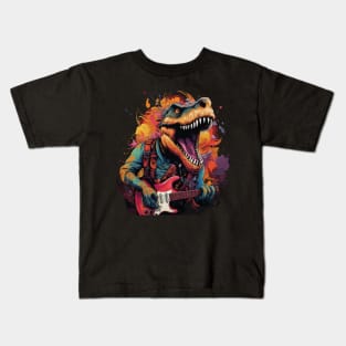 Dinosaur Playing Guitar Kids T-Shirt